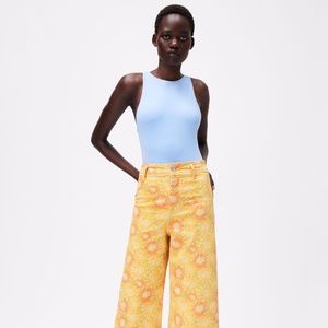 New ZARA FITTED HALTER NECK BODYSUIT Light Blue Size L